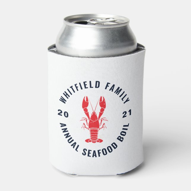 Family Seafood Crawfish Boil Summer Party Can Cooler (Can Front)