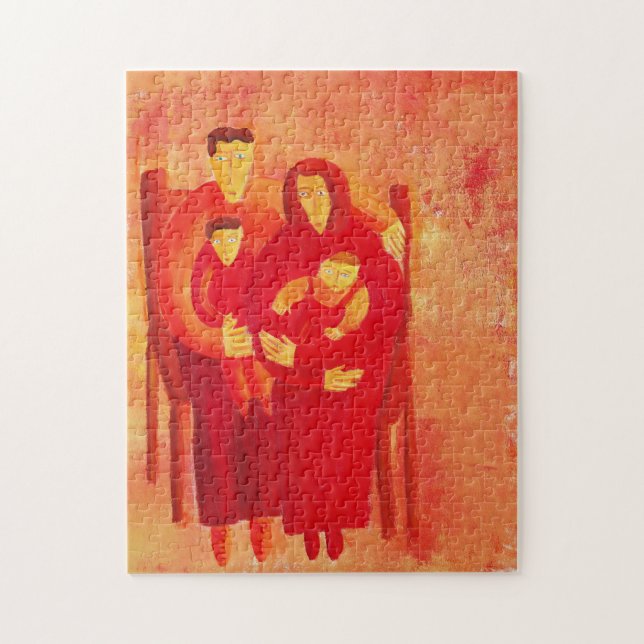 Family Seated Contemporary Art Portrait Painting Jigsaw Puzzle (Vertical)