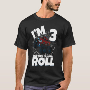 Family Siblings Monster Trucks Birthday I Am Three T-Shirt