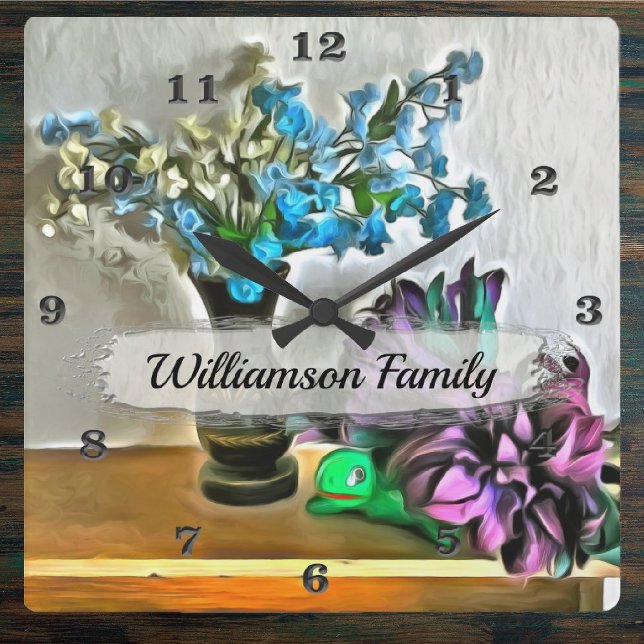 Family Silk and Corn Husk Flowers 2190 Square Wall Clock (Creator Uploaded)