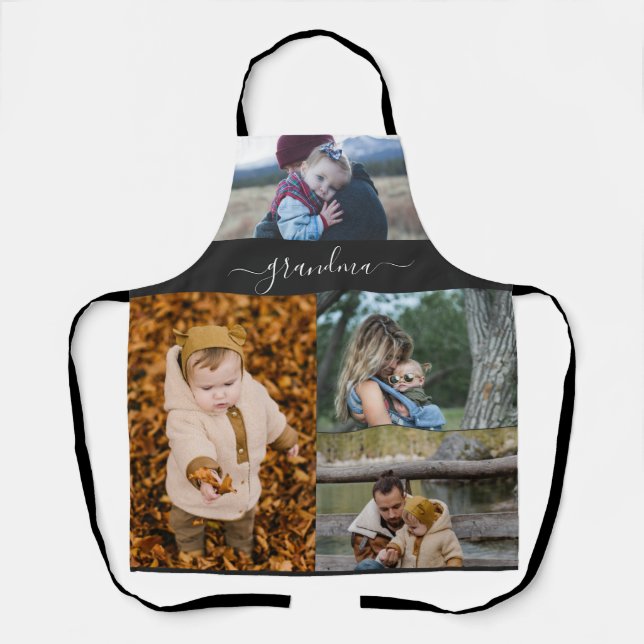 Family Simple Collage Modern Love Grandma Mum Apron (Front)