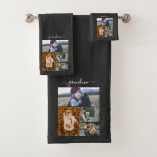 Family Simple Collage Modern Love Grandma Mum Bath Towel Set