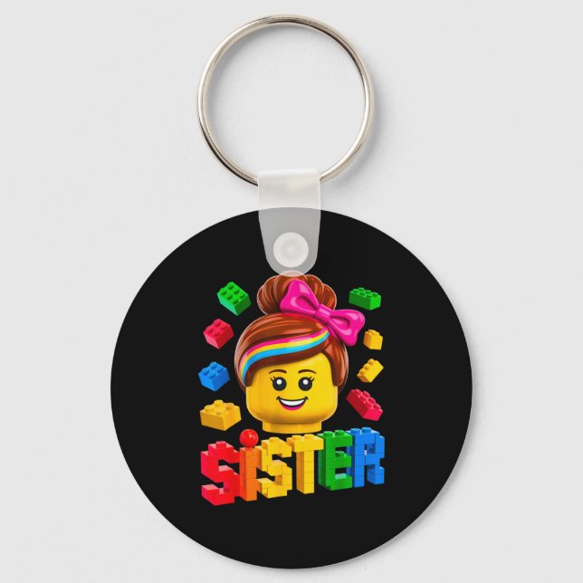 Family sister master builder building bricks key ring (Front)