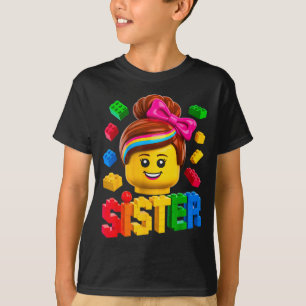 Family sister master builder building bricks T-Shirt