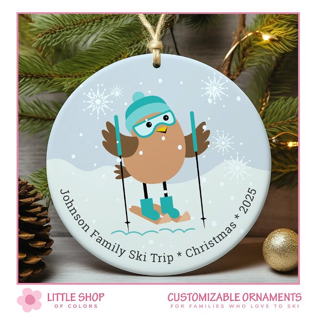 Family Ski Trip Photo Ceramic Tree Decoration (Creator Uploaded)