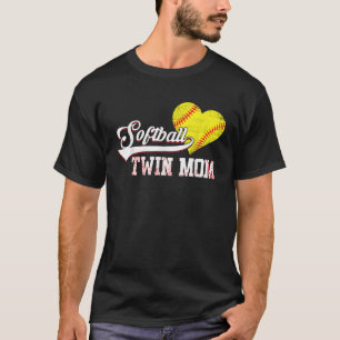 Family Softball Player Softball Twin Mom Vintage X T-Shirt