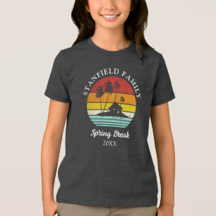Family Spring Break Beach Palm Trees Matching Tri-Blend Shirt