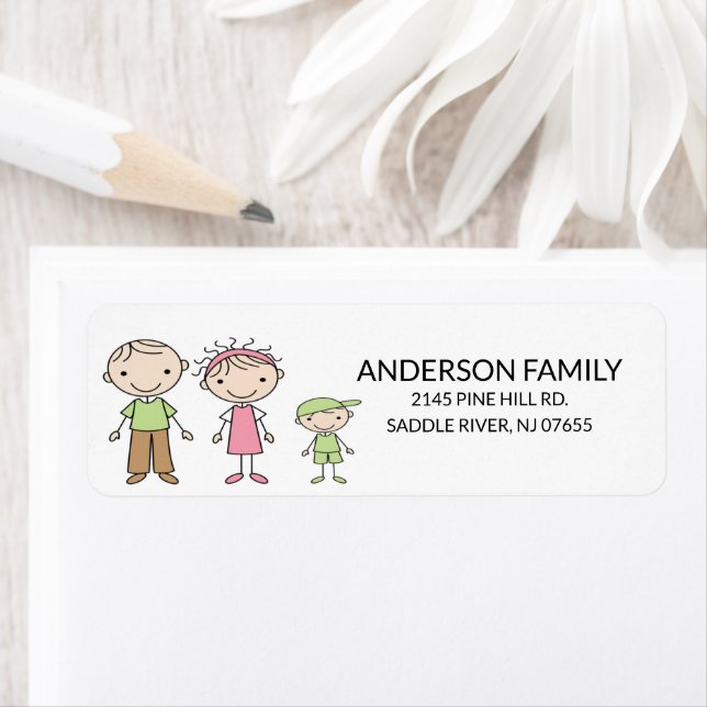 Family Stick People Return Address Labels (Insitu)