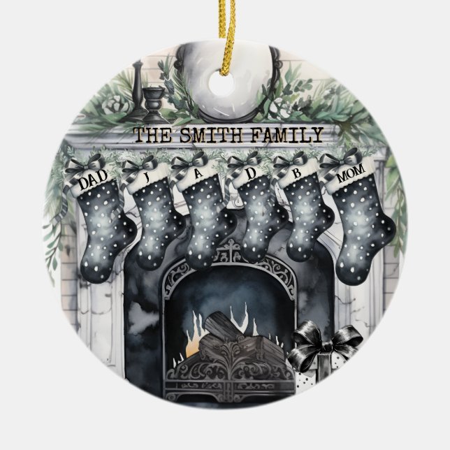 Family Stocking Personalized Christmas Ornament (Front)