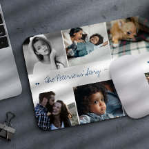 Family story 6 photo collage modern custom text