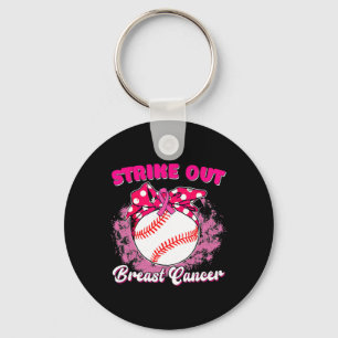 Family Strike Out Breast Cancer Awareness Baseball Key Ring