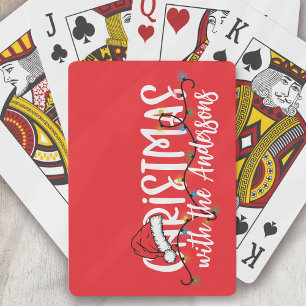 Family String Lights Santa Hat Christmas Playing Cards