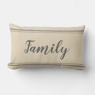 Family Stripe Grey and Beige Pillow