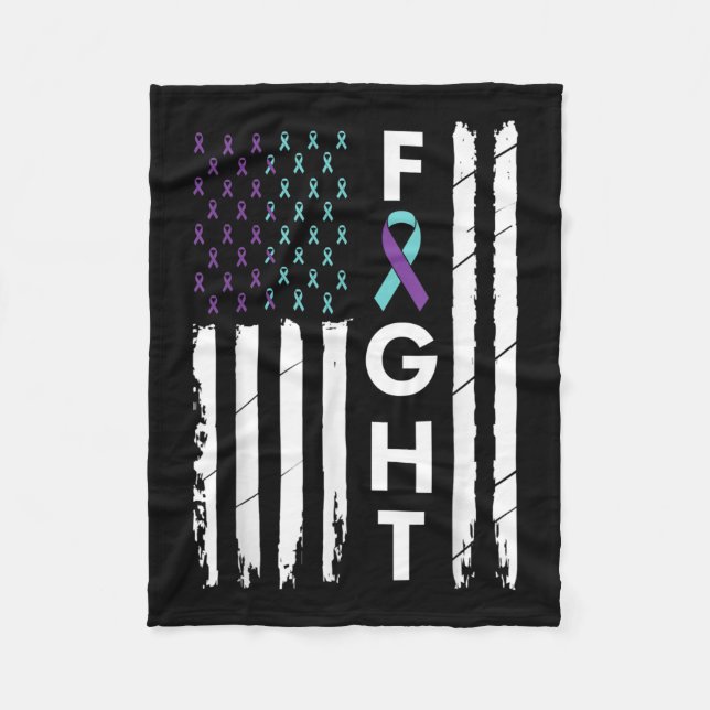 Family Suicide Prevention Awareness Teal Purple Ri Fleece Blanket (Front)