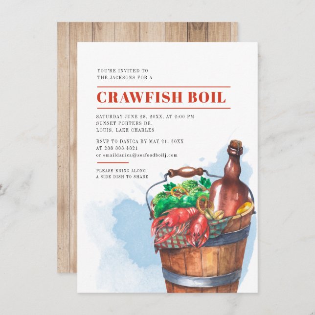 Family Summer Crawfish Seafood Boil Party Invitation (Front/Back)