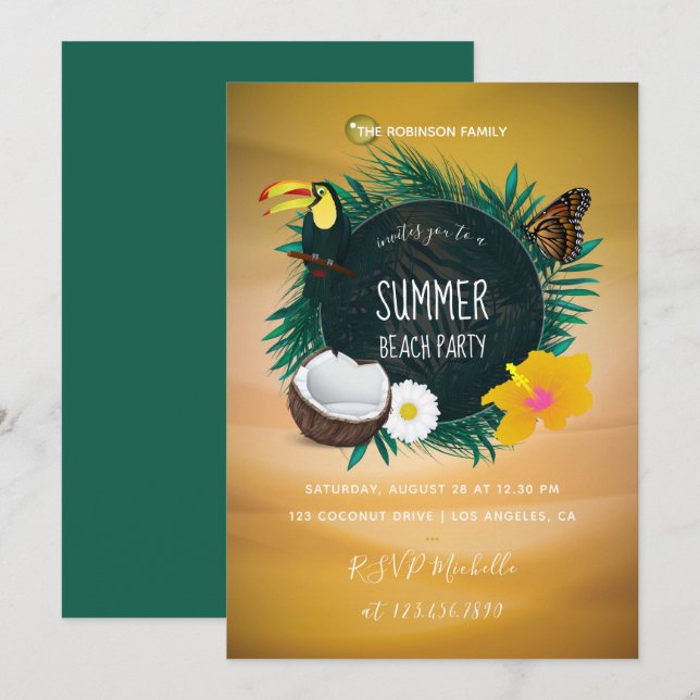 Family Summer Holiday Beach Party invitation (Front/Back)
