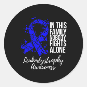 Family Support Blue Ribbon Leukodystrophy Awarenes Classic Round Sticker