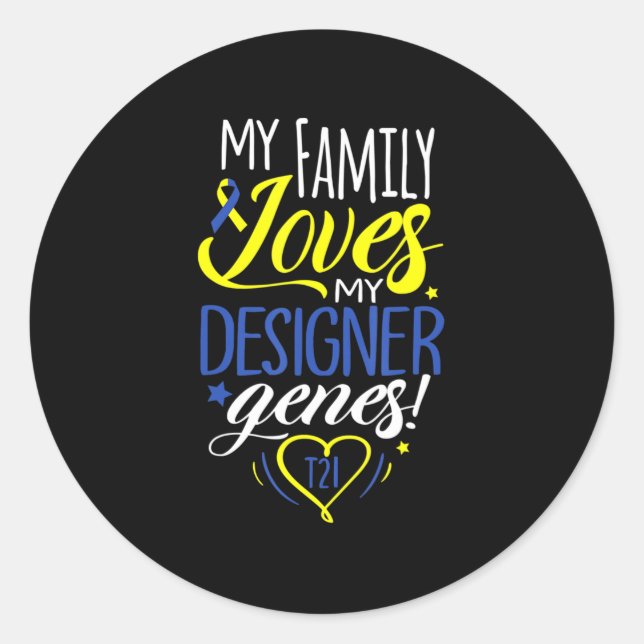 Family T21 World Down Syndrome Awareness Day Kids  Classic Round Sticker (Front)