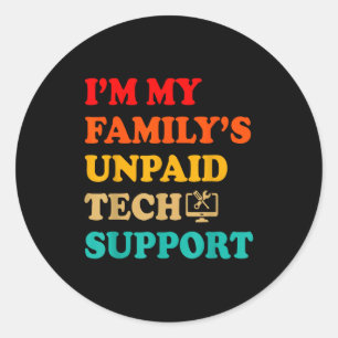 Family Tech Problem Solver Humor Retro Colorful Sa Classic Round Sticker