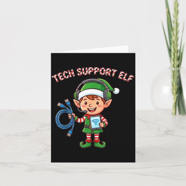 Family Tech Suprt Elf Group Matching Christmas Hol Card (Front)
