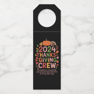 Family Thanksgiving 2024 Crew Turkey Matching Bottle Tag