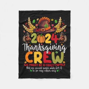 Family Thanksgiving 2024 Thanksgiving Crew Turkey  Fleece Blanket