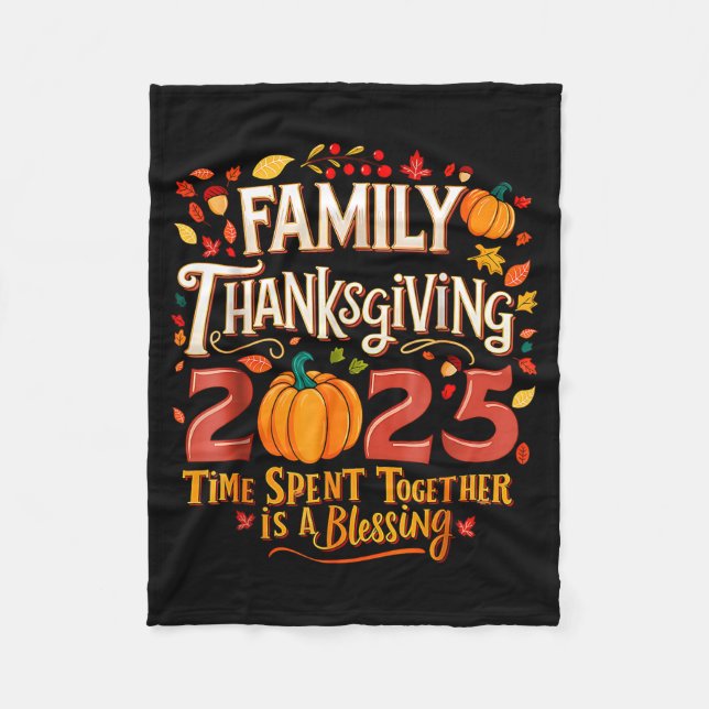 Family Thanksgiving 2025 Thanksgiving Crew Matchin Fleece Blanket (Front)