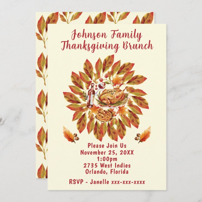 Family Thanksgiving Brunch Invitation (Front/Back)