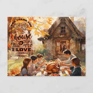 Family Thanksgiving  Holiday Postcard
