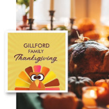 Family Thanksgiving Personalised Paper Napkin