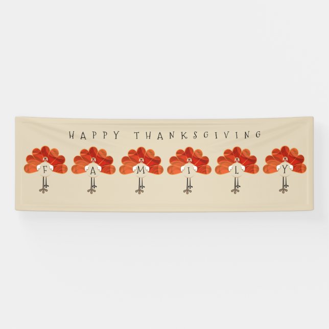 Family Thanksgiving Turkeys Banner (Horizontal)