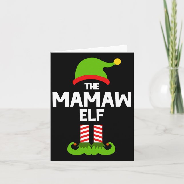 Family The Mamaw Elf Christmas Matching Pajama Pj  Card (Front)