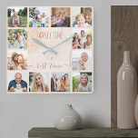 Family Time Abstract Shapes Neutral Photo<br><div class="desc">Create your own photo clock with 12 of your favorite pictures. The trendy abstract design of organic shapes, brush strokes and splatters has a neutral color palette in shades of cream beige sand and copper. It is lettered with the wording "family time is the best time" in skinny font typography...</div>