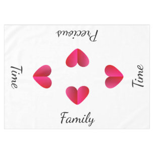Family Time Precious Time Pink Hearts Tablecloth