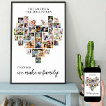 Family Together Love Heart Shape 36 Photo Collage Poster<br><div class="desc">Create your own personalised poster with 36 of your favourite photos and your family name(s). The photo template is set up to create a photo collage in the shape of a love heart, displaying your pictures in a mix of portrait, landscape and square instragram formats. The design has a white...</div>