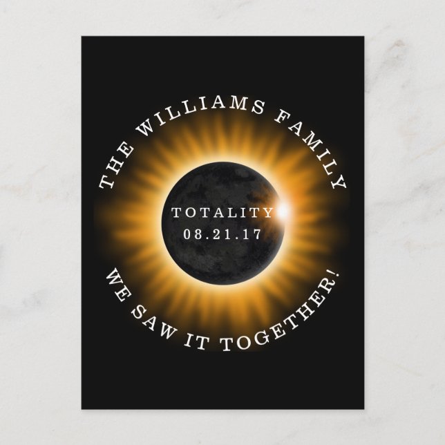 Family Totality Solar Eclipse Personalised Postcard (Front)