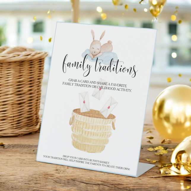 Family Traditions Some Bunny Blue Baby Shower Pedestal Sign (Creator Uploaded)