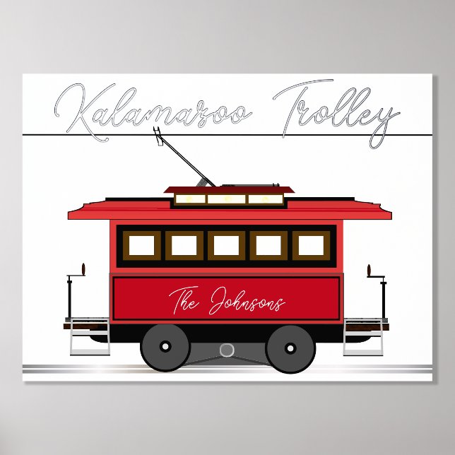 Family Tram Trolley Streetcar Foil Text Poster (Front)