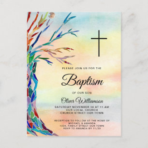 Family Tree Baptism Christening Invitation  Postcard