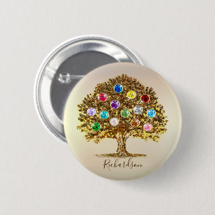 Family Tree Birthstone personalised together gift 6 Cm Round Badge