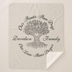 Family Tree Black & Tan Personalised Sherpa Blanket