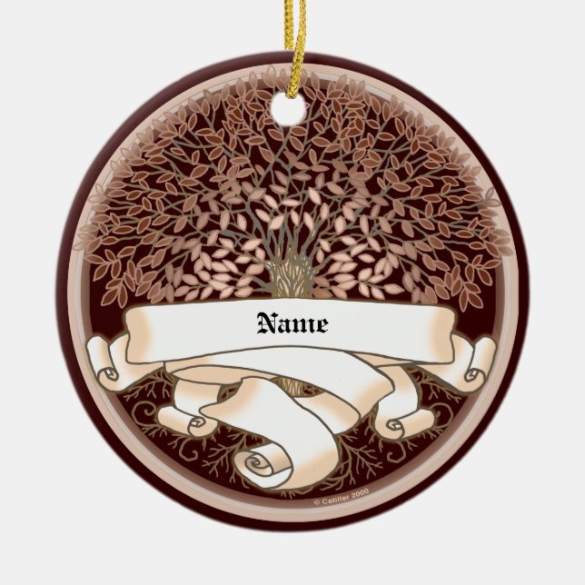 Family Tree Ceramic Tree Decoration (Front)