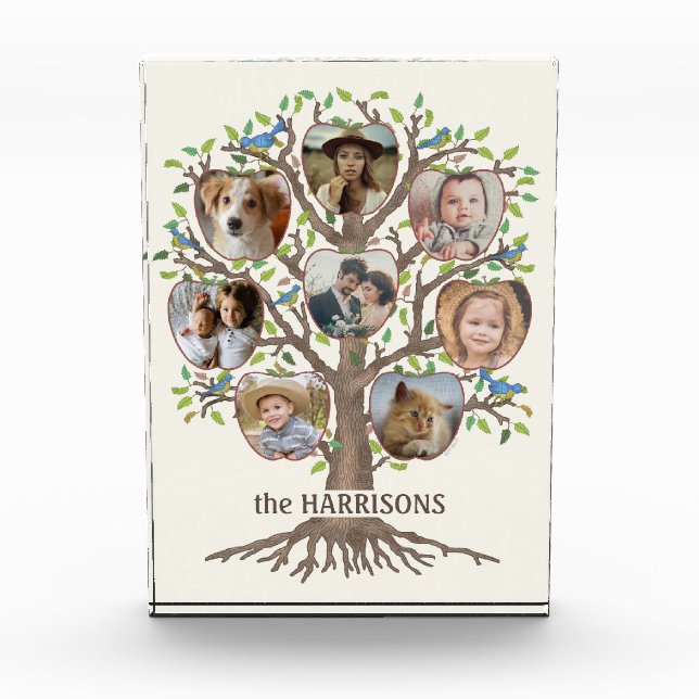 Family Tree Collage 8 Pictures Name Lt Beige Photo Block (Front)