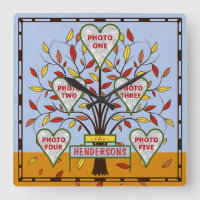 Family Tree Custom 5 Photo Collage Autumn Leaves