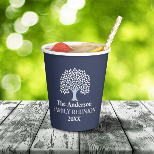 Family Tree Family Reunion Custom Name/Date Paper Cups
