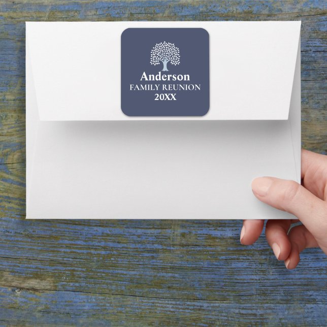 Family Tree Family Reunion Custom Name/Date Square Sticker (Creator Uploaded)