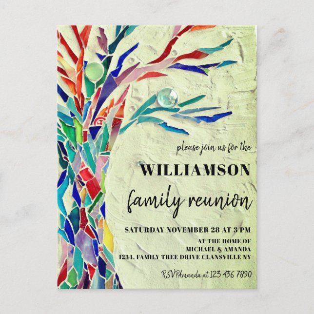 Family Tree Family Reunion Green Invitation Postcard (Front)