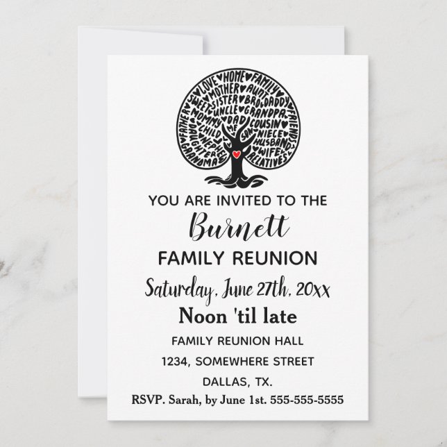 Family Tree. Family Reunion. Invitation (Front)