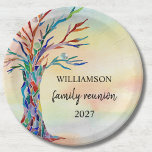 Family Tree Family Reunion  Paper Plate<br><div class="desc">Family Tree Family Reunion Paper Plates. Add these stylish party plates to your Family Reunion. They are decorated with a mosaic family tree in the colours of the rainbow on a watercolor background. Personalise them with your family name. All the text is customisable. Because we create our own artwork you...</div>