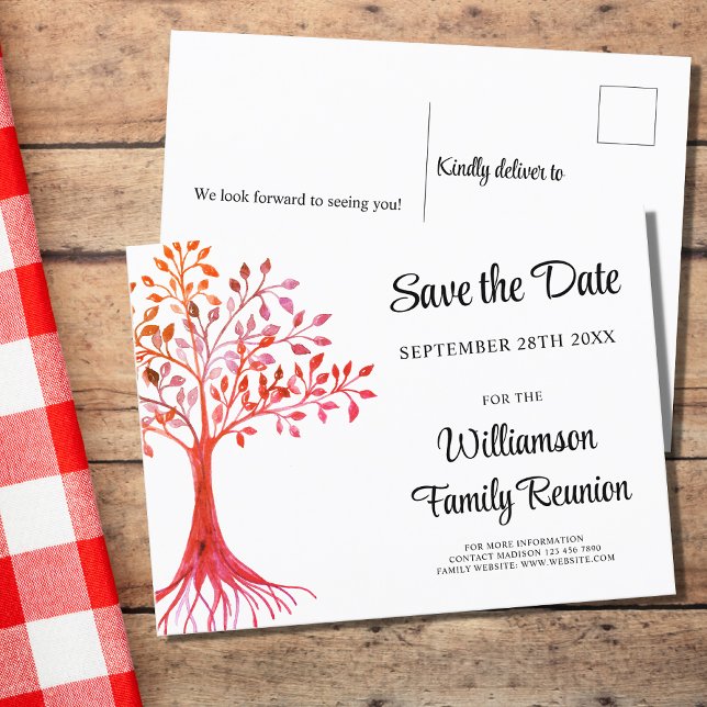 Family Tree family Reunion Save The Date Announcement Postcard (Creator Uploaded)